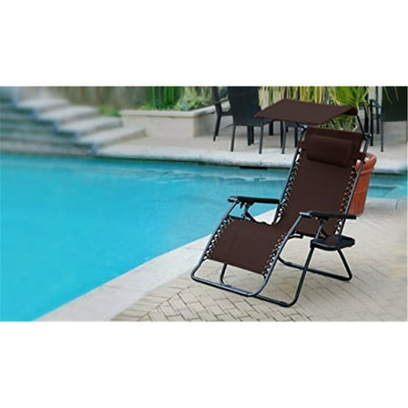 Oversized Home Outdoor Chair with Sunshade & Drink Tray - Zero Gravity Recliner