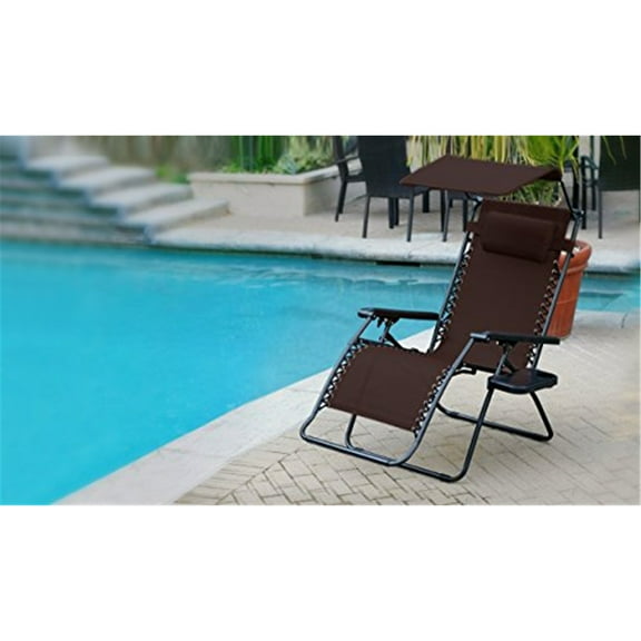 Oversized Home Outdoor Chair with Sunshade & Drink Tray - Zero Gravity Recliner