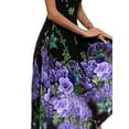 thumbnail image 3 of FASHIONWT Women Sexy Printing Round Neck A-Line Short Sleeve Midi Causal Long Dress, 3 of 4