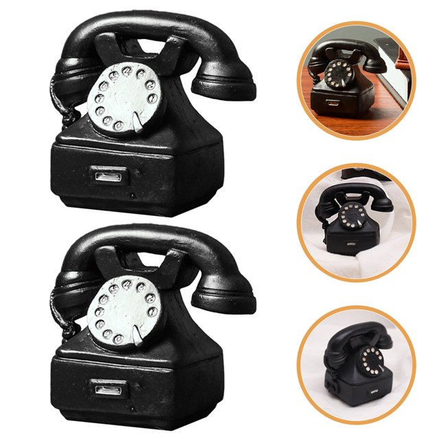 FOMIYES 2Ud De Teléfono Retro De Resina Negro Como Adorno Para Oficina Y Hogar