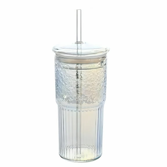 ACDANC Glass Iced Coffee Cup with Lids,20 OZ High Borosilicate Glass Tumbler for Water Smoothie Juice Drinks