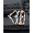 thumbnail image 2 of 3PCS Kite Cut Alexandrite Engagement Ring Set, V Shape Rose Gold June Birthstone Promise Ring, Unique Curved Wedding Ring for Women, 2 of 5