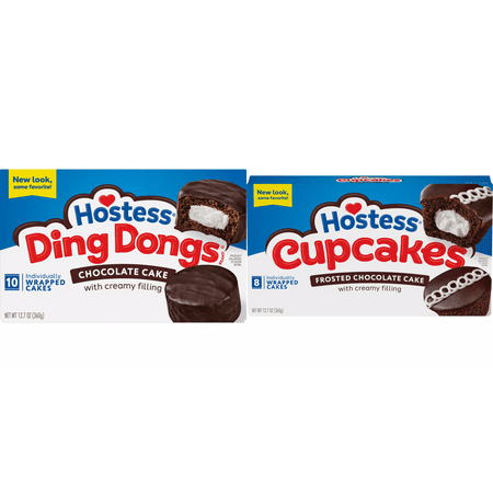 Hostess Chocolate Cake Ding Dongs 10 ct&Hostess Frosted Chocolate Cupcakes 8 ct