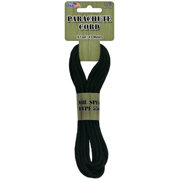 Pepperell Braiding Parachute Cord 4mmx16'-Black