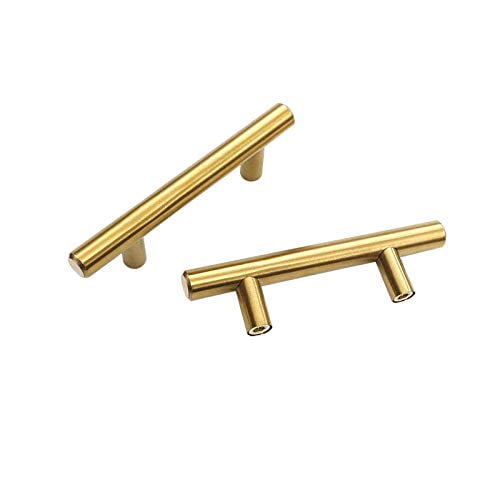 Oyx Brushed Gold Cabinet Pulls Drawer Kitchen Door Handles And Knobs Barthroom Bedroom Furniture Stainless Steel 3 Inch Hole Centers 10 Pack Com Oyx Brushed Gold Cabinet Pulls, Bedroom Furniture Pulls And Handles