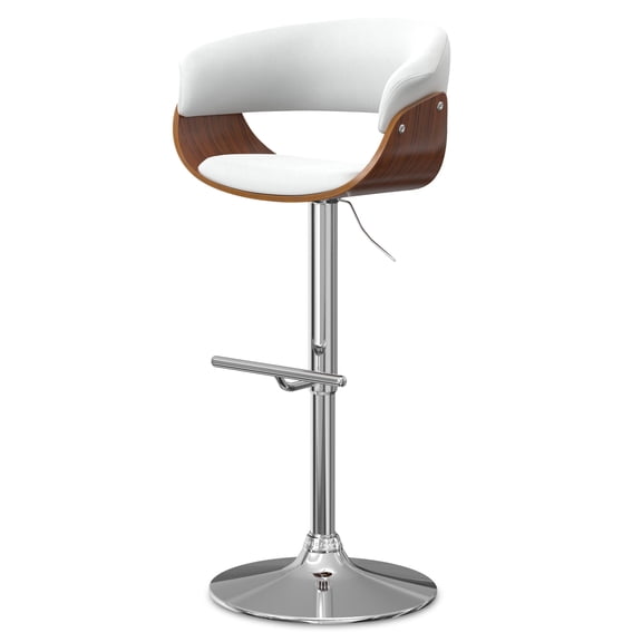 Sheldon Modern Adjustable Swivel Bar Stool in White Vegan Faux Leather