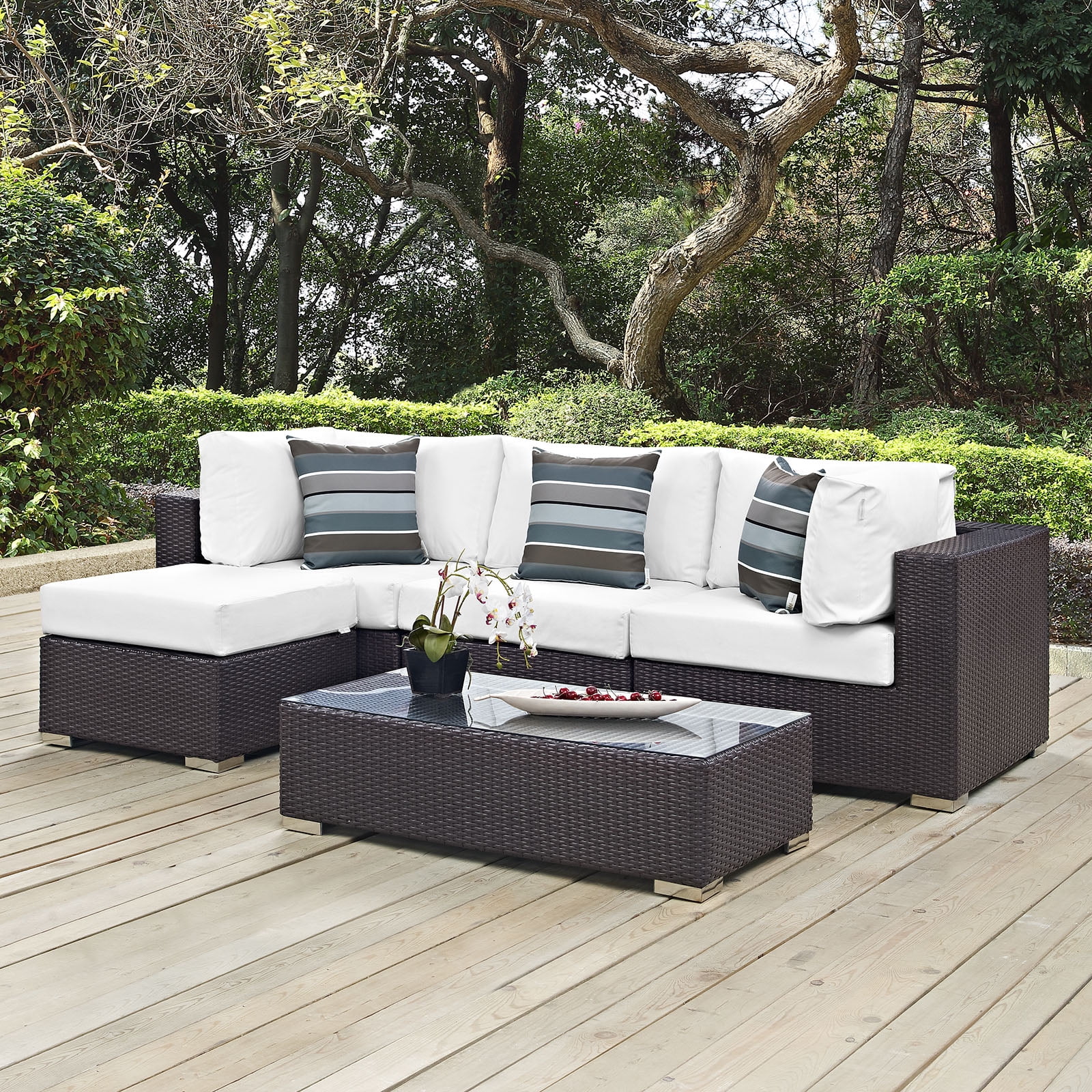 Modway Convene Outdoor Patio 5 Piece Sectional Set, Multiple Colors