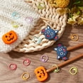 thumbnail image 5 of 12pcs 6 colors Baking Painted Zinc Alloy Knitting Stitch Marker Rings Crochet Clips with 4pcs 2 style Theme Bat & Pumpkin Jack-O'-Lantern Shape Silicone Beads Mixed color 1.45~2.5x1.45~3.45x0.1~0.8cm, 5 of 6