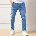 thumbnail image 4 of Yifymode Men's Slim Fit Skinny Jeans Distressed Moto Biker Denim Pants Hip Hop Stretch Straight Leg Flex Waist,Blue XL, 4 of 6