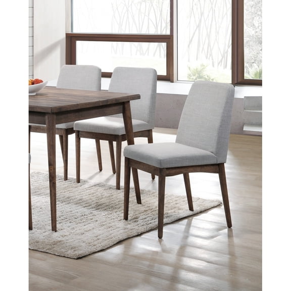 Modern 7-Piece Dining Set (Ash Walnut Finish) - 6 Upholstered Foam Cushion Side Chairs & Rectangular Table for 6-Seat Dining Room