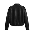 thumbnail image 5 of Iyufng Faux Leather Cropped Jackets for Women Collared Long Sleeve Full Zip Loose Casual Short Outerwear, 5 of 7