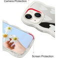 thumbnail image 3 of for iPhone 14 Case with Wavy Edge, Cute White Heart Mirror Curly Wave Frame Shape Phone Cases, Shockproof Hard PC & Soft TPU Bumper Protection Cover for Women Girls with Bracelet Chain, 3 of 12