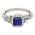 thumbnail image 2 of Aonejewelry 1.50 Carat Princess Cut Created Sapphire In Center and White Diamond On Side Engagement Ring Women Crafted In 18K Solid Rose White Yellow Gold, 2 of 7