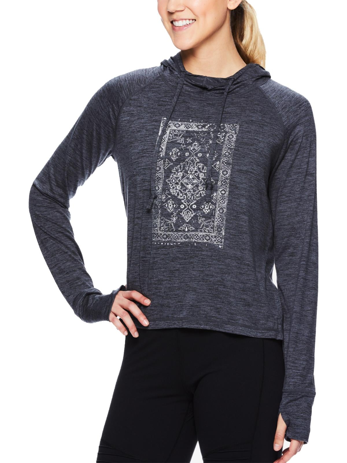 Gaiam Gaiam Womens Sweatshirt Tapestry Hoodie Gray XS