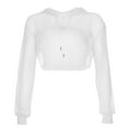 thumbnail image 5 of Hauaitttt Womens Casual Solid Hollow Mesh Long Sleeve Hooded Crop Top Sweatshirt Short Tops Sweatshirt Hoodies up Sweatshirt Oversized Hoodie Sweatshirt Women Thin Hoodie Zip Sweater Jacket for Women, 5 of 6