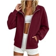 thumbnail image 3 of Horkkom Zip Up Sweatshirt Women Long Sleeve Solid Color Fleece Jacket Casual Spring Fall Winter Jackets with Pockets XL, 3 of 9