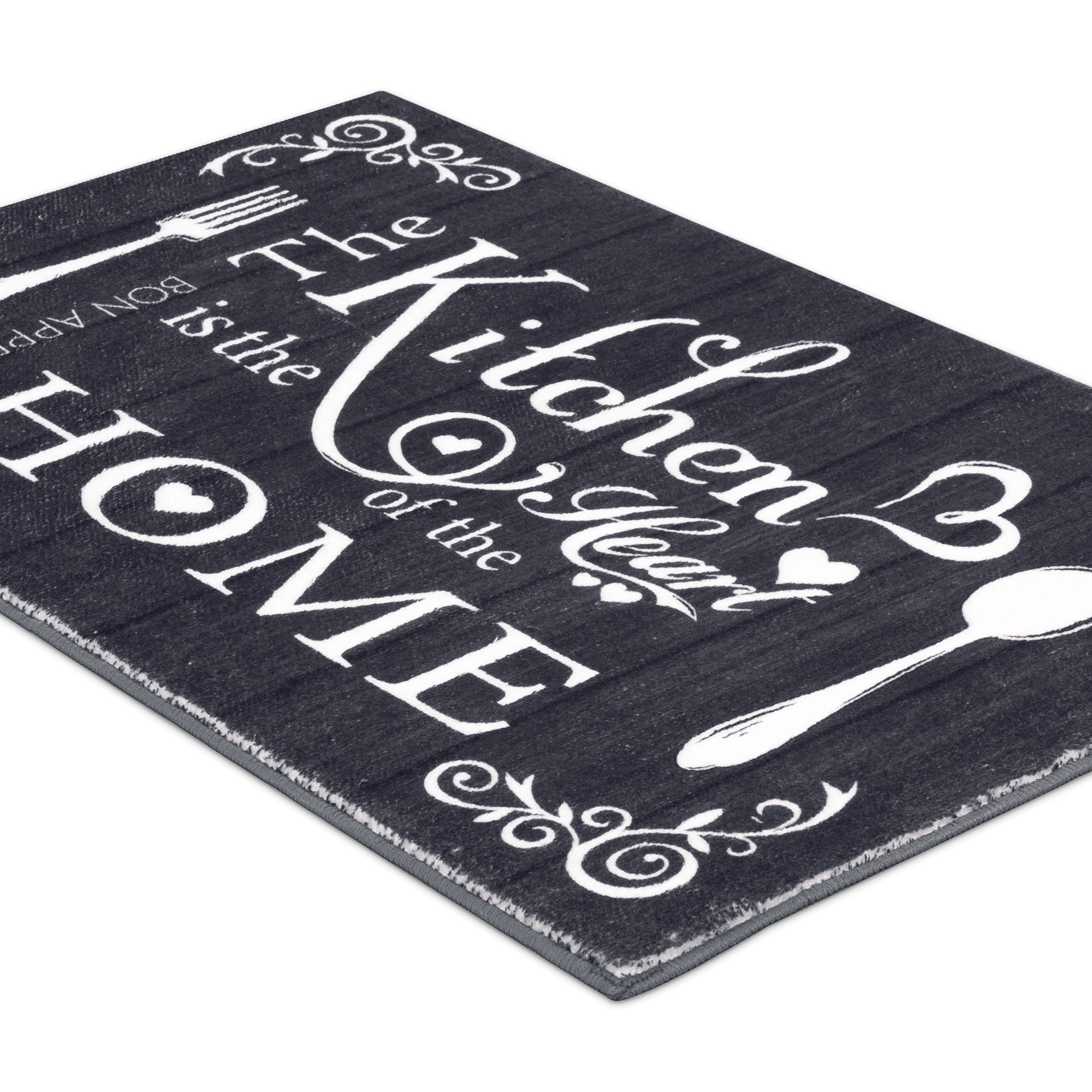 MeyJey Farmhouse Kitchen Rug Set, 3 Piece Non-Slip Kitchen Mat Machine Washable Runner Rug for Home Floor and Living Room, Black/White