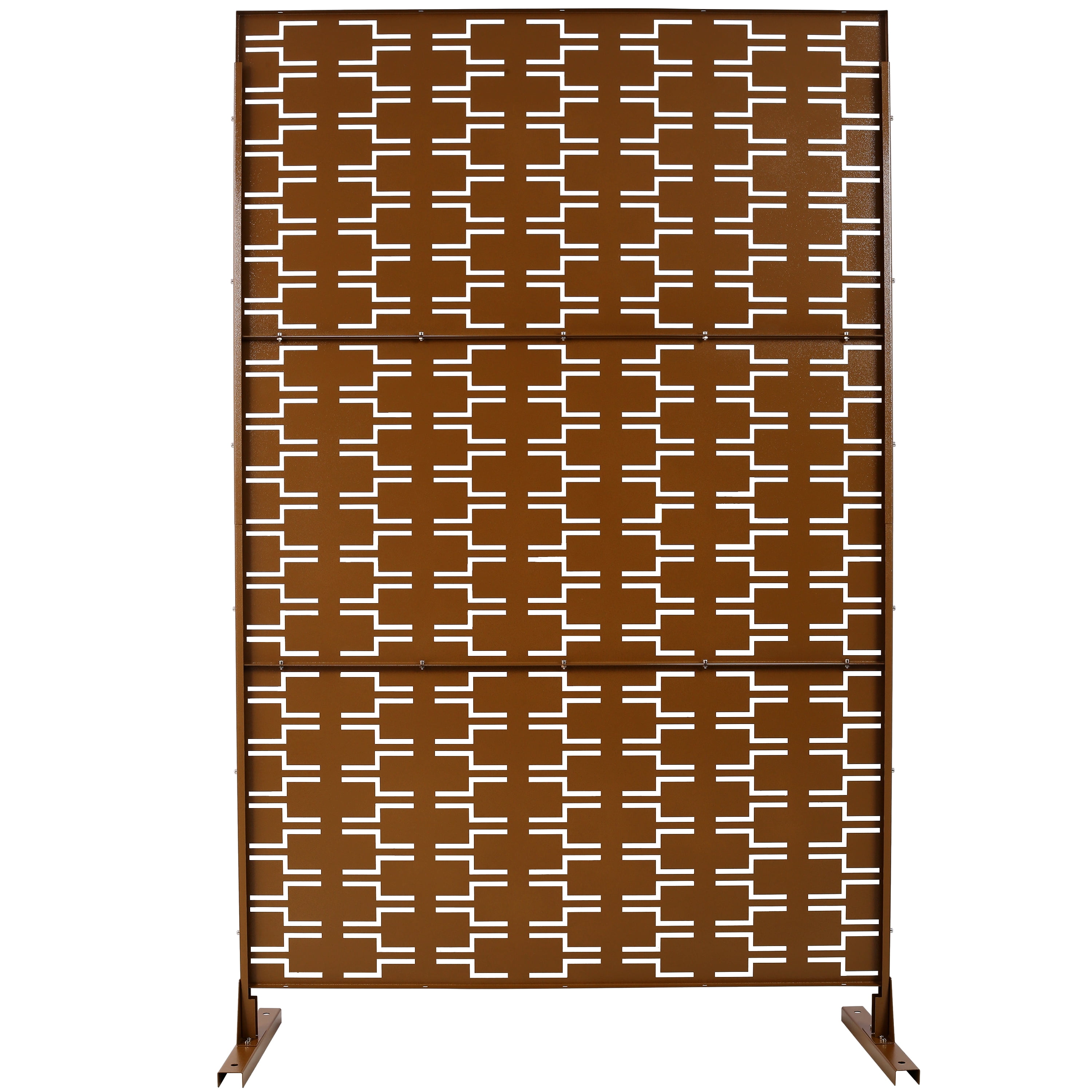 Outdoor Decor Privacy Screen, 76"Hx48"W Freestanding Metal Room Divider for Deck Balcony, Light Green