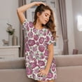 thumbnail image 3 of Lsque Rose Flowers Pattern Nightgowns for Women Sleep Shirts Short Sleeve Nightshirt Pullover Nightdress Soft Sleepwear Relaxed Fit Nightdress, 3 of 6