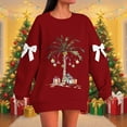 thumbnail image 2 of yardsong Ugly Sweaters for Women Christmas 2025 Coconut Trees Graphic Oversized Sweatshirts Plus Size Pullover Party Holiday Tops with Bows Red,S, 2 of 6