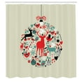 thumbnail image 3 of Ambesonne Christmas Shower Curtain, Traditional Motif, 69"Wx70"L, Beige and Red, 3 of 5