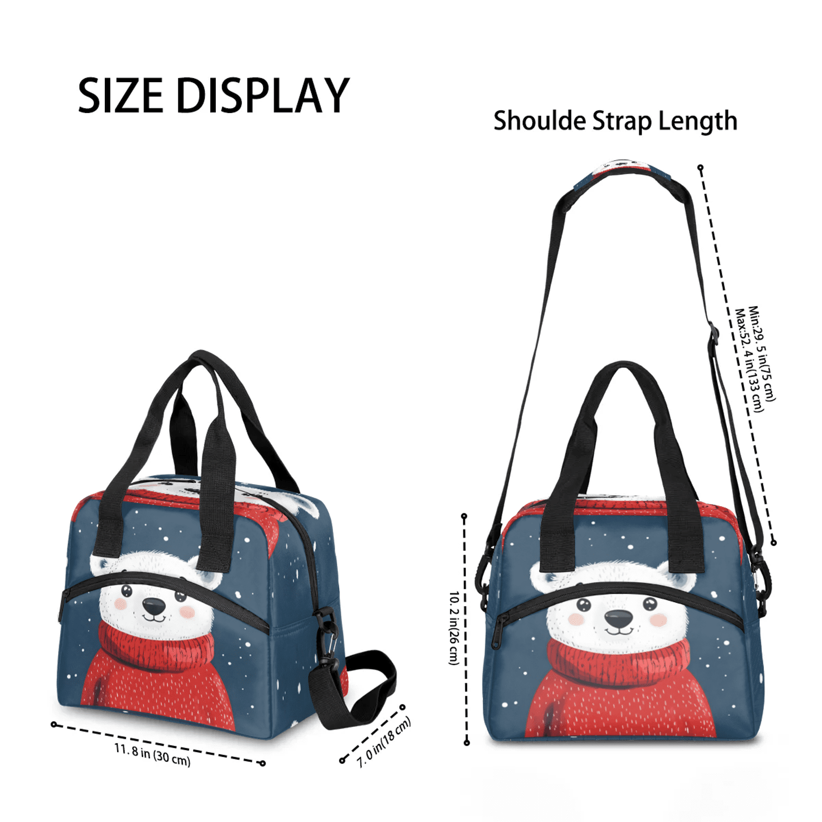 Herdesigns Cartoon Lunch Bag for Women Men Adult, Bear Large Insulated Reusable Lunch Box Leakproof Portable Cooler Tote Bags for Work Picnic Beach