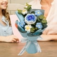 thumbnail image 5 of deevoka Knitted Flower Bouquet Valentines Day Gift for Teacher' Day Thanksgiving Day Blue, 5 of 9