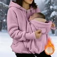 thumbnail image 2 of zaveiop Women Fleece Zip up Hoodie 2 in 1 Baby Wearing Jacket Maternity Winter Coat Thicken Kangaroo Sweatshirt Baby Wearing Outerwear (Pink, XL), 2 of 7