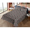 thumbnail image 4 of Ambesonne Skull Fitted & Flat Sheet with Sham 3 Pcs Set, American Skull Pattern Leafy, Twin, Purple and Almond Green, 4 of 5