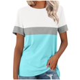 thumbnail image 2 of Rezuofi 2 Pcs Women’s T Shirts Short Sleeve Color Block Tops Casual Summer Fashion Tees, 2 of 7