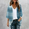 thumbnail image 2 of Jackets For Women Light Blue Long Sleeve Blouse With Pocket Cardigan Printing Casual Coat XL, 2 of 5