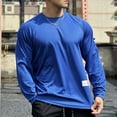 thumbnail image 2 of Dagegui Athletic Shirts for Men Quick Dry Running Training Tee Solid Crew Neck Long Sleeve Pullover Lightweight Breathable Tops Blue XL, 2 of 5