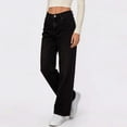 thumbnail image 3 of Luivaraty Womens Wide Leg Jeans Button Zip Waist Black Jeans Loose Outdoor Trendy Casual Denim Pants with Pocket, S-L, 3 of 6