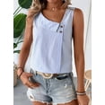 thumbnail image 2 of Women'S Button Asymmetrical V Neck Striped Print Blouses Casual Sleeveless Tank Top Summer Shirt Tops Light Blue XXL, 2 of 8