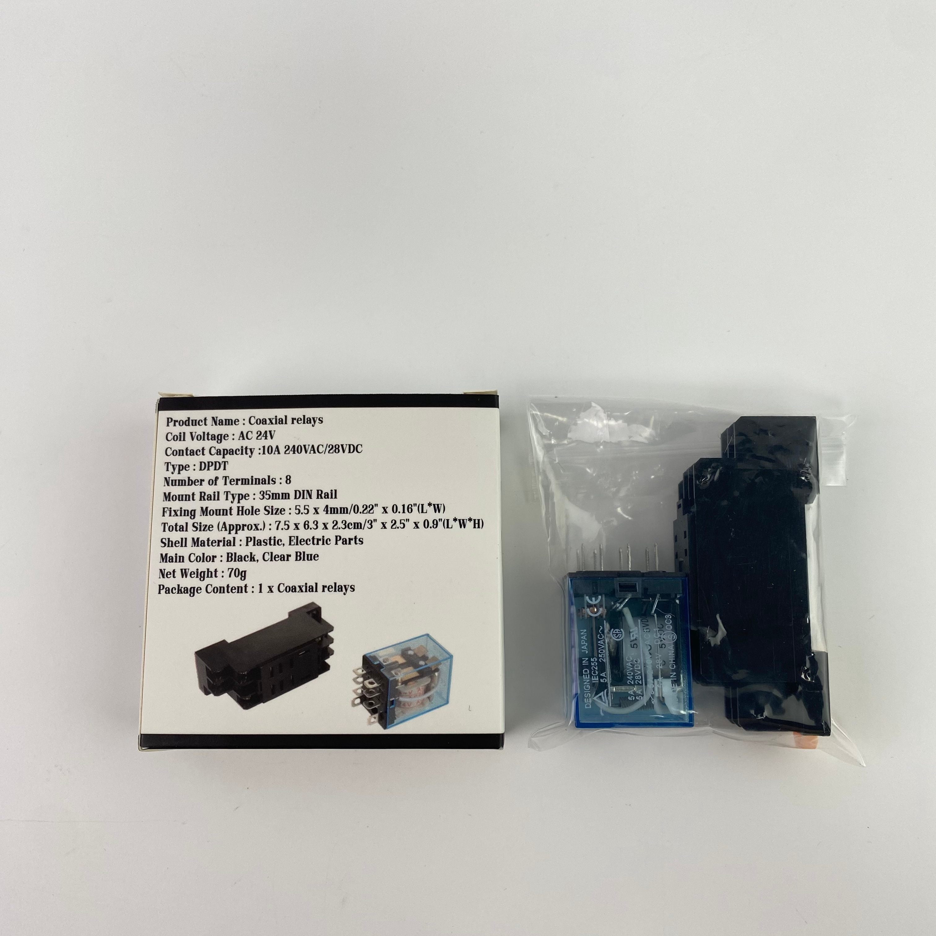 IYFDDKI Coaxial relays, electric,35mm DIN Rail DPDT 8P General Purpose Power Relay AC 24V Coil W Socket