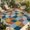Blue, Orange, Yellow, Gray, variant on Indoor Outdoor Area Rugs,Independence Day Flower Leaf Washable Patio Rug Non-slip Quick Dry Camping Rugs,White Blue Gray Floral Red Leaves Floor Carpet for Porch Deck Backyard RV Decor,4x6ft