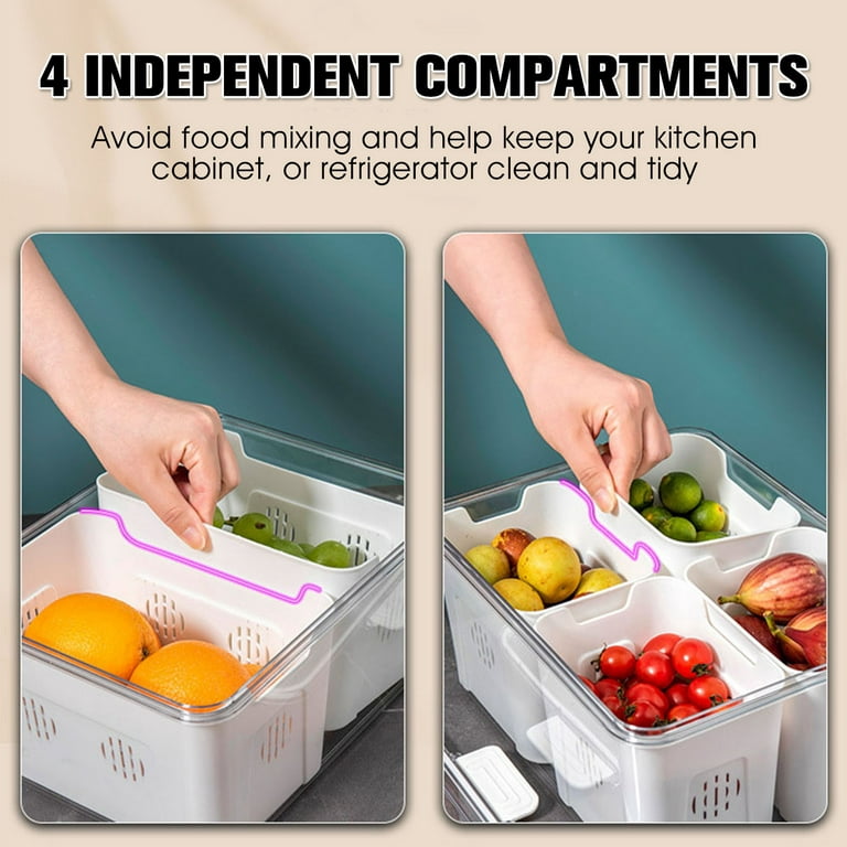  2pack Serving Trays for Party Divided Veggie Tray with Lid  Sealed Sectioned Fruit Snack Serving Platter Vegetable Storage with 4  Compartments Snackle Box Charcuterie Container Fridge Organizer: Home &  Kitchen