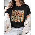 thumbnail image 1 of Women's Christmas Cupid Print T-Shirt, Crew Neck Short Sleeve Top with Medium Stretch, Sports Style for All Seasons, Christmas Tshirts, 1 of 8