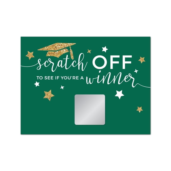 Koyal Wholesale Emerald Forest Green & Gold Graduation Party Scratch Cards – 30-Pack