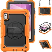 3 Layer Case for Lenovo Tab M9 9.0" 2023, for Kids Heavy Duty Protective Case with Screen Protector & Stylus Holder & 360 Rotating Stand Hand/Shoulder Strap for Lenovo Tab M9, Orange