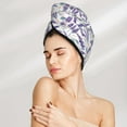 thumbnail image 2 of Yiaed Lavender Flowers Print Hair Cap with Button,Coral Fleece Hair Towel Wrap for Women Wet Hair,Quick Dry Turban for Wet Hair Long Thick Hair, 2 of 5
