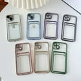 thumbnail image 5 of Plating Card Holder Wallet Clear Soft Compatible with iPhone Case (Green,iPhone 14 Pro), 5 of 6