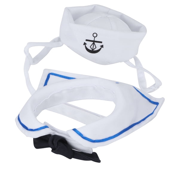 Riousery Pet Sailor Suit Cotton Cat Dog Adjustable Hat and Cloak Set for Christmas Halloween Decoration, Multicolor, One Size