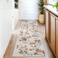 thumbnail image 3 of Garvee 2'x6' Modern Runner Rug Washable Floral Accent Carpet with Non-Slip Backing, Stain-Resistant Soft Rugs Low Pile Floor Mats, Botanical Print Rug for for Entryway, Hallway, Kitchen, Beige, 3 of 9
