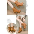 thumbnail image 5 of KIJBLAE Clearance Womens High Heel Ankle Boots Platform Wedges Chunky High Heels for Women Lace Up Ankle Booties Winter Shoes Brown 39, 5 of 5