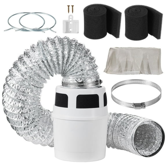 KFFKFF 3-in-1 Indoor Dryer Vent Kit with Bucket, Compatible with Electric Dryers, Includes 4-Inch by 5-Feet Extendable Exhaust Hose, Durable Design, Lightweight, Ideal for Apartments and RVs