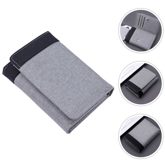 FOMIYES Grey Canvas Mens Wallet Thin Card Case for Outdoor and Travel Use