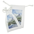 thumbnail image 2 of Landscape Fabric Pouch Set of 2, Mountain Lake in the Alps Outdoor Scenic Crystal Clear Water Glacier Setting, Small Drawstring Bag for Toiletries Masks and Favors, 9" x 6", Multicolor, by Ambesonne, 2 of 2