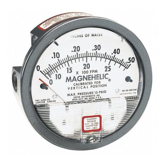 Dwyer Instruments Dwyer Magnehelic Pressure Gauge,0 to 0.5 In H2O 2000-0AV