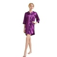 thumbnail image 2 of Defitshape Women's Button Down Nightgown Summer Satin Sleep Shirt Soft Comfy Button Silk Lounge Dress Short Sleeve Sleepwear Purple XX-Large, 2 of 4